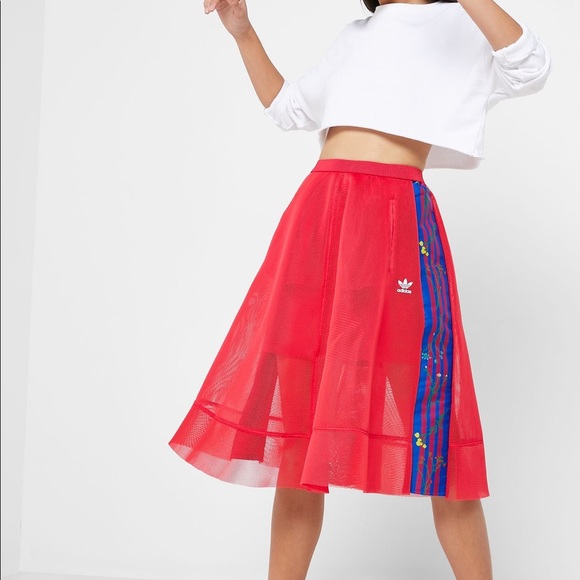 adidas Dresses & Skirts - Adidas pink & red mesh circle skirt